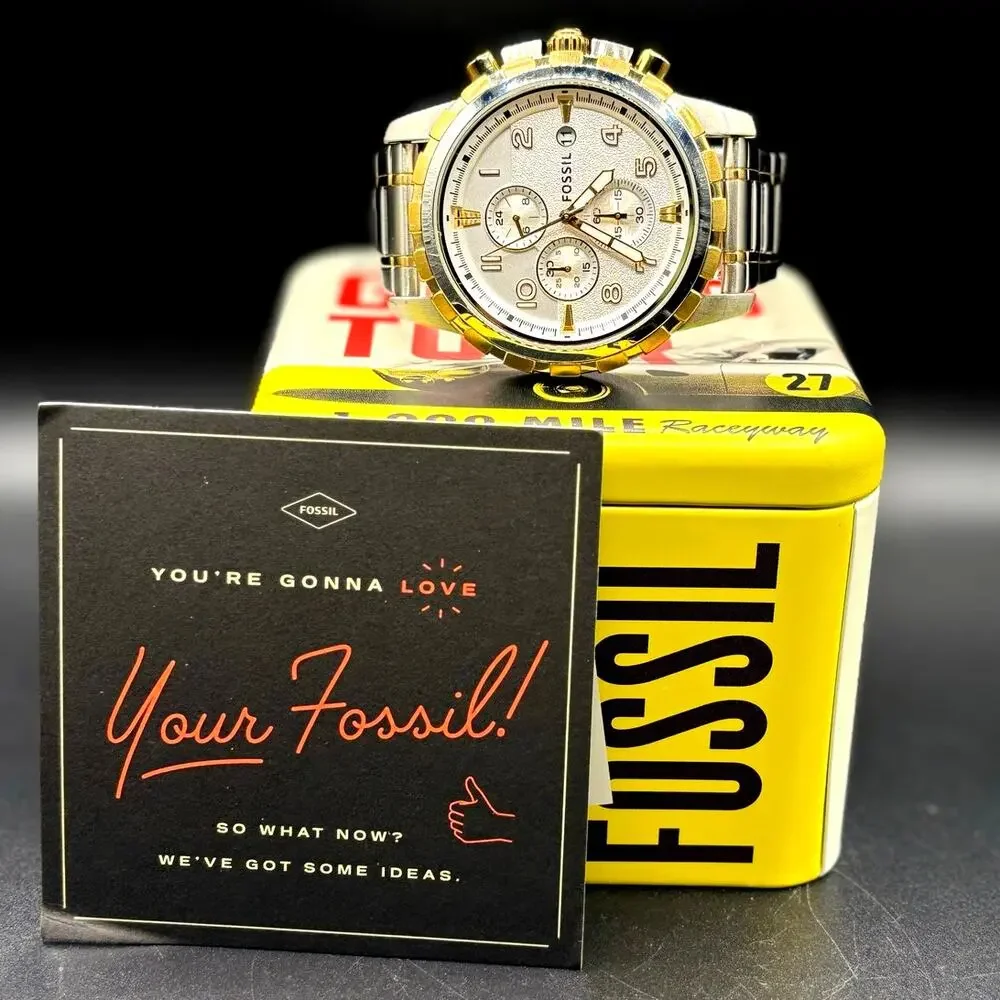 Fossil Dean FS4795 Two-Tone Chronograph Silver Dial 45mm Men's Watch